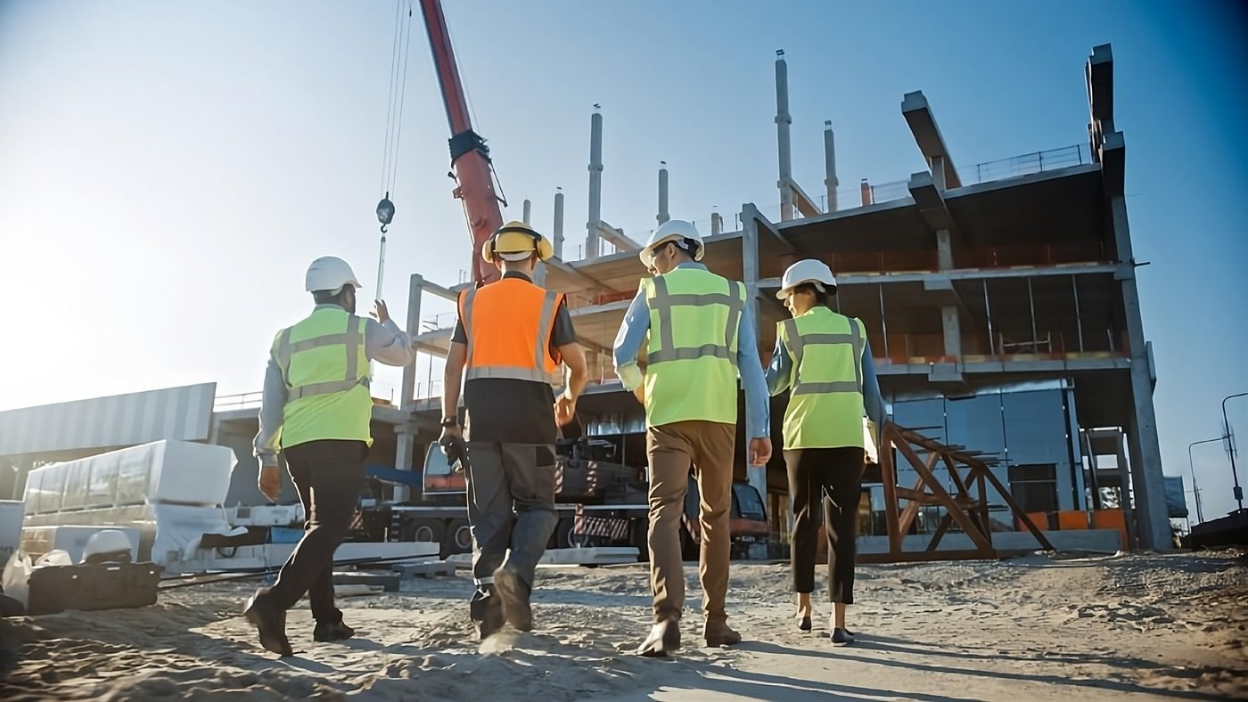 Equipo técnico en una obra de edificación